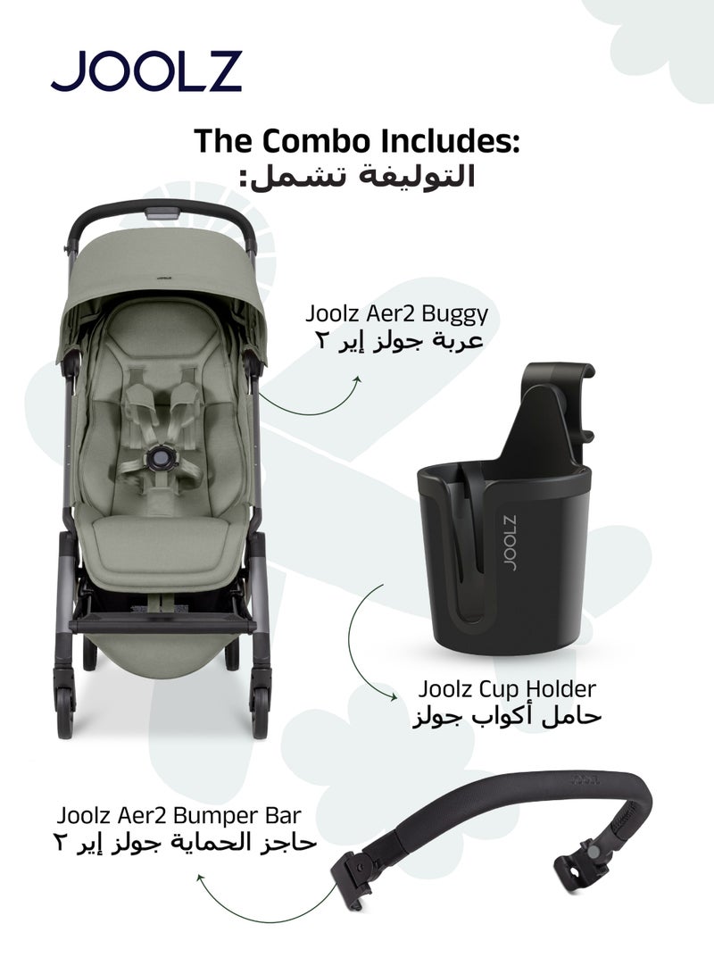 JOOLZ Lightweight Aer2 Baby Stroller with Bumper Bar & Cup Holder | Easy Fold One-Hand | Newborn to Toddler Travel Buggy | Comfortable Reclining Seat | 83×45×105 CM - Image 3